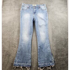 Women’s Mid Rise Trouser Slit Flare Rock & Roll Denim Jeans 32x34 Slight Stretch